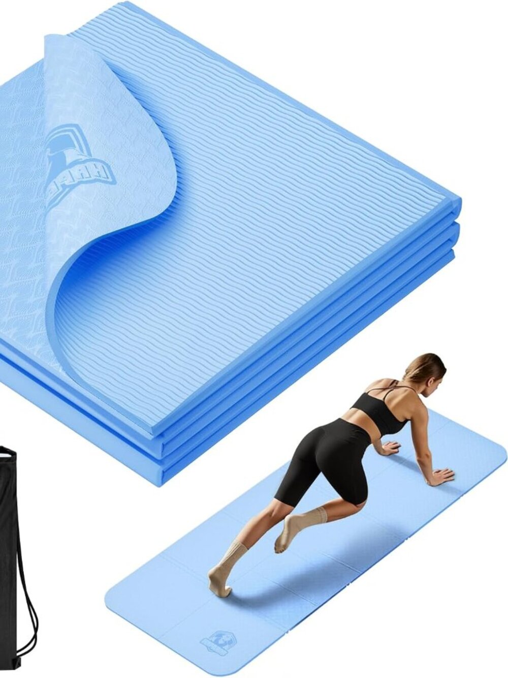 New in Box! Hapbear Foldable Packable Yoga Pilates Floor Mat with Carrying Bag